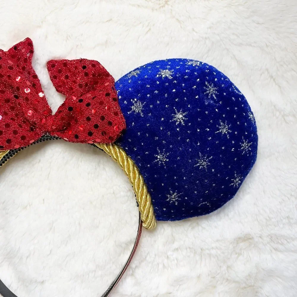 Handmade Disney‎ Fantasia Mickey Blue And Silver Sparkle Ears Headband